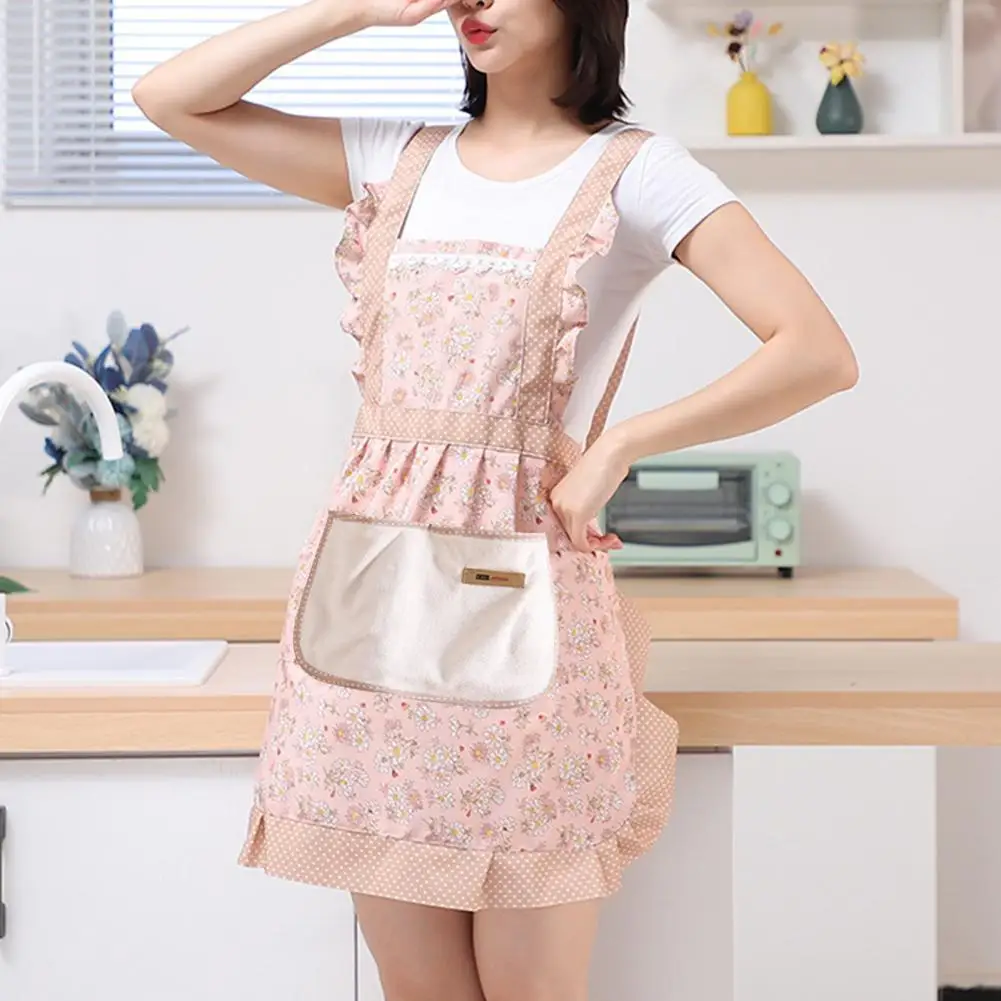 Cooking Apron Sleeveless Hand Wipe Design with Pocket Breathable Oil-proof Easy to Clean Kitchen Apron for Women Home Supplies