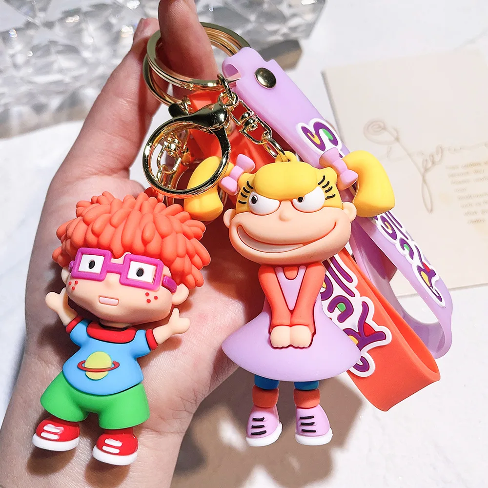 Anime Kawaii Rugrats In Paris Naughty-Boy Soldier Key Chain Cartoon Character Cute Hanging Car Keyring Gifts