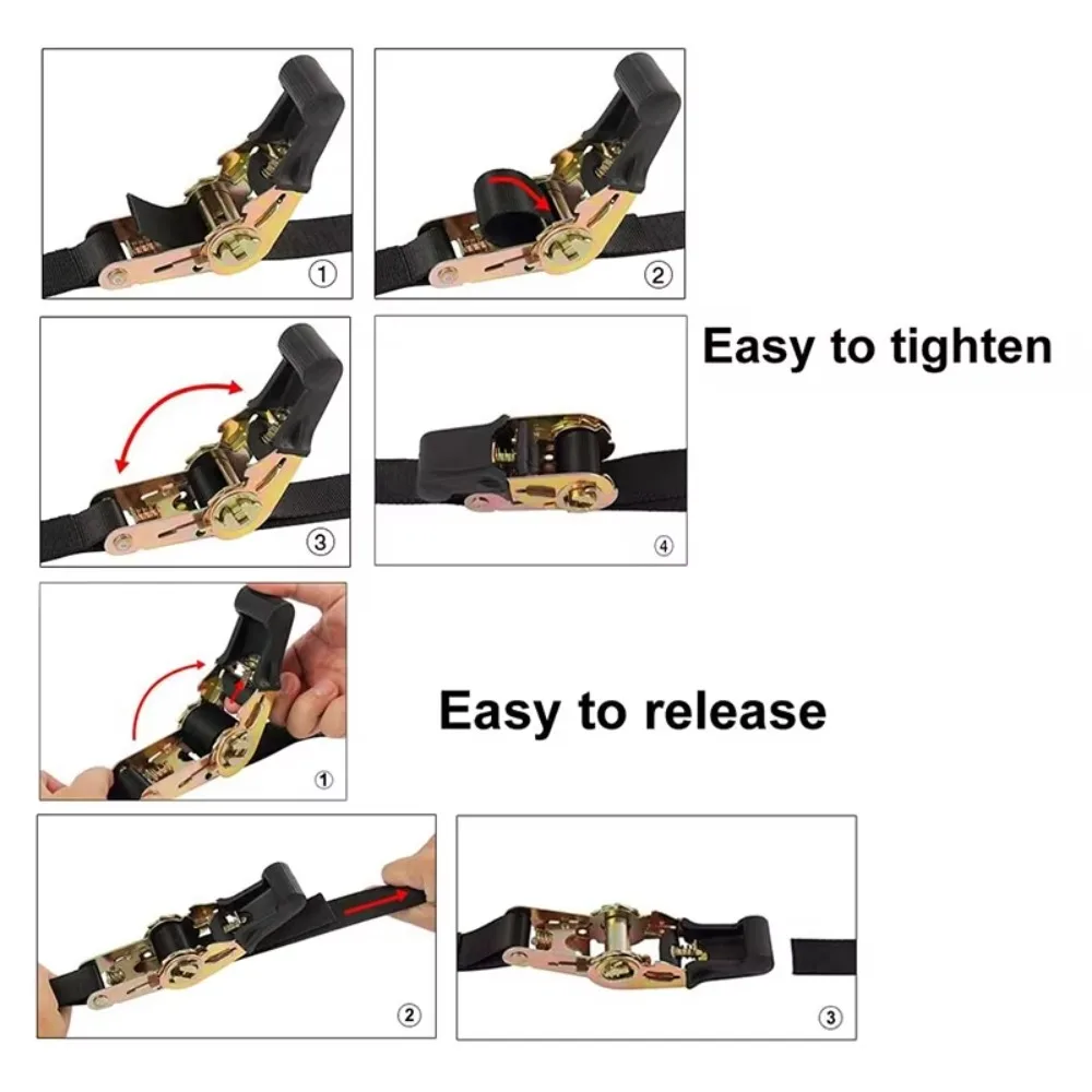 Durable Adjustable Ratchet Strap Metal Buckle with Claws Rope Tightener Sturdy Car Tightening Band Cargo Lashing