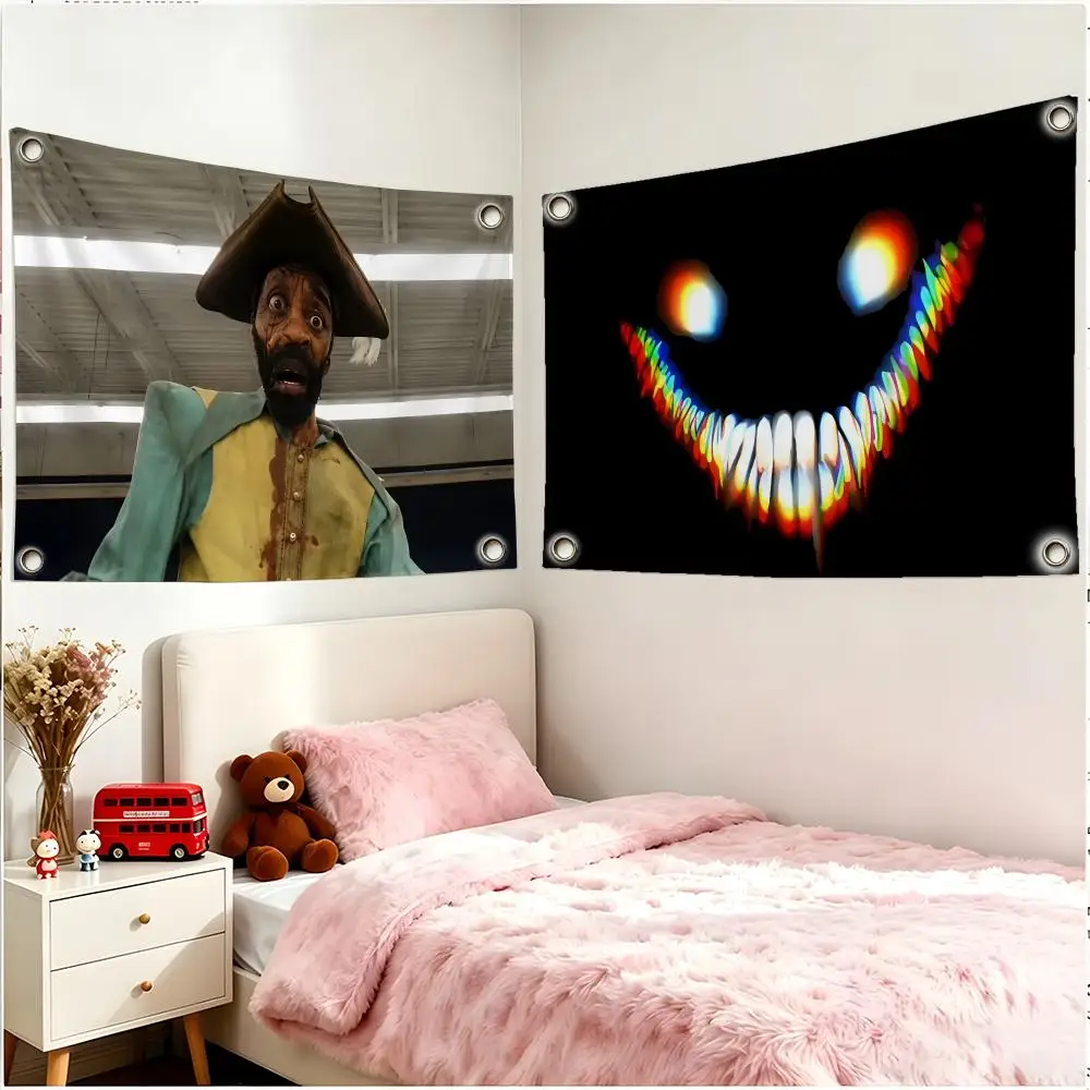 Creepypasta Spooky The Backrooms Flags Borderless Four Ring Ornament Indoor Outdoor Decoration Quick Hang Install