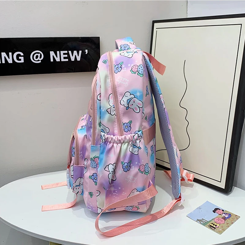 Sanrio Cinnamoroll Multiple Pockets Backpack, Cartoon Anime Pattern Schoolbag, Aesthetic Preppy Travel Bookbag