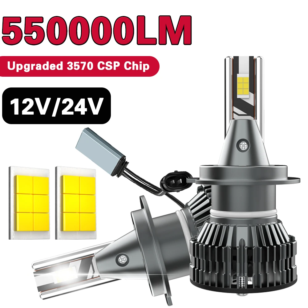 

H7 Canbus LED Headlight H11 Led Headlight Bulb 1100W 550000LM H1 H4 9005 HB3 9006 HB4 9012 Car Light 6000K 3570 CSP Chip 12V 24V