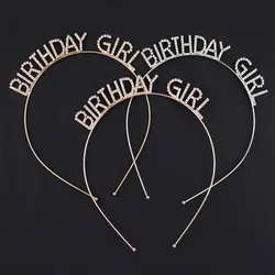 Birthday Decoration Birthday Gift Letter Queen Female Jewelry Rhinestone Crown Korean Style Hair Hoop Happy Birthday Headband