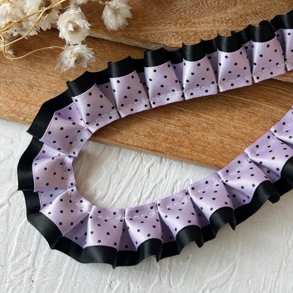 2M Pleated Ribbon Trim Ruffle Trim Collar Cuff Trim Lolita Dress Ribbon Needlework Crafts DIY Decor Clothing Trim Sewing Crafts