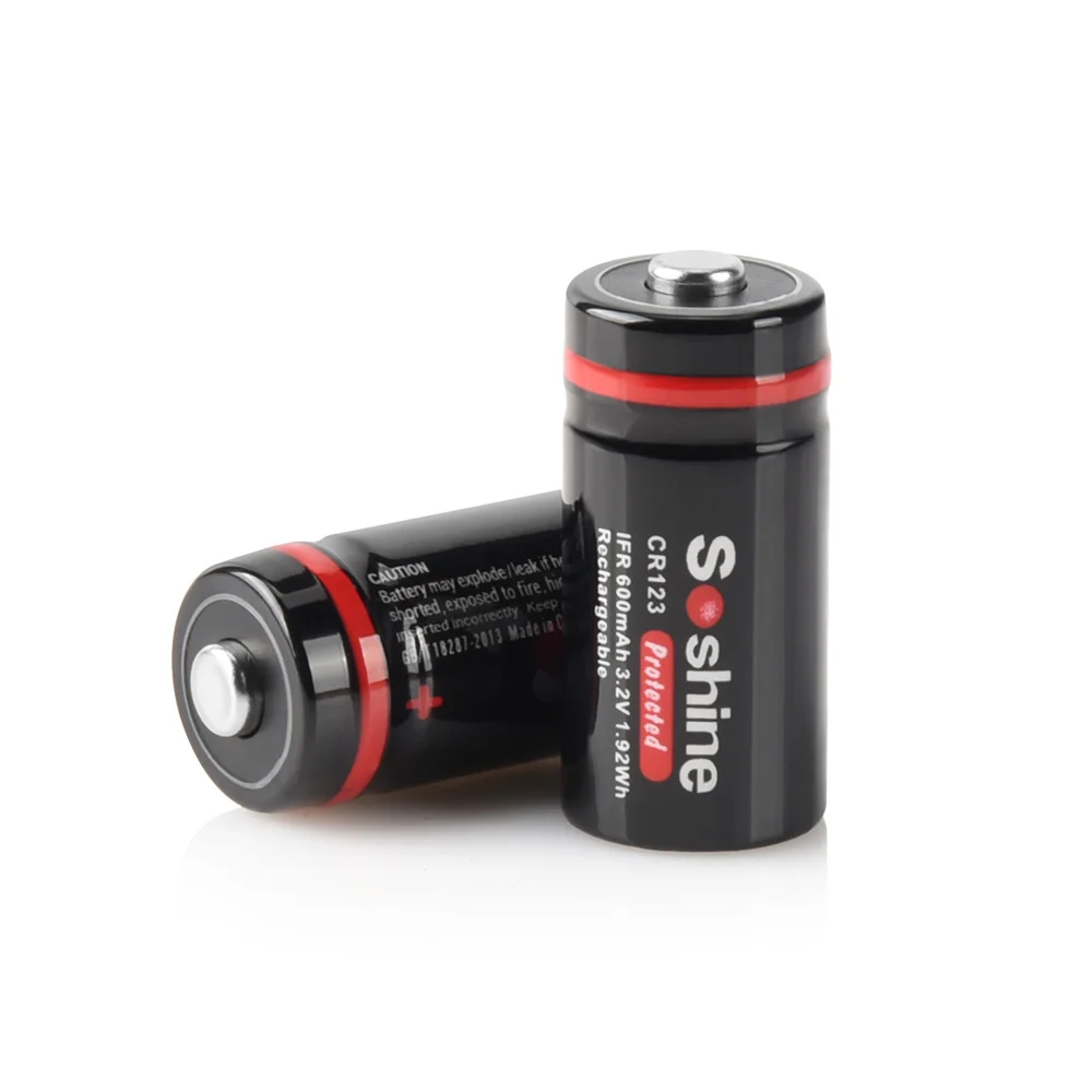 Soshine akumulator 3.2V LiFePO4 z chronioną baterią 3.2V 600mAh RCR123 16340 akumulatory LiFePO4 1000 cykl rozładowania