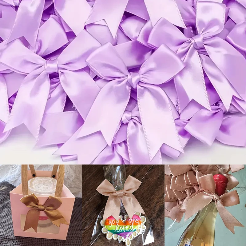 50pcs/lot Ribbon Bow Craft Bow Pink White Floral Gift Tie Wedding Decoration Bow DIY Headwear DIY Birth Party Baking Decoration