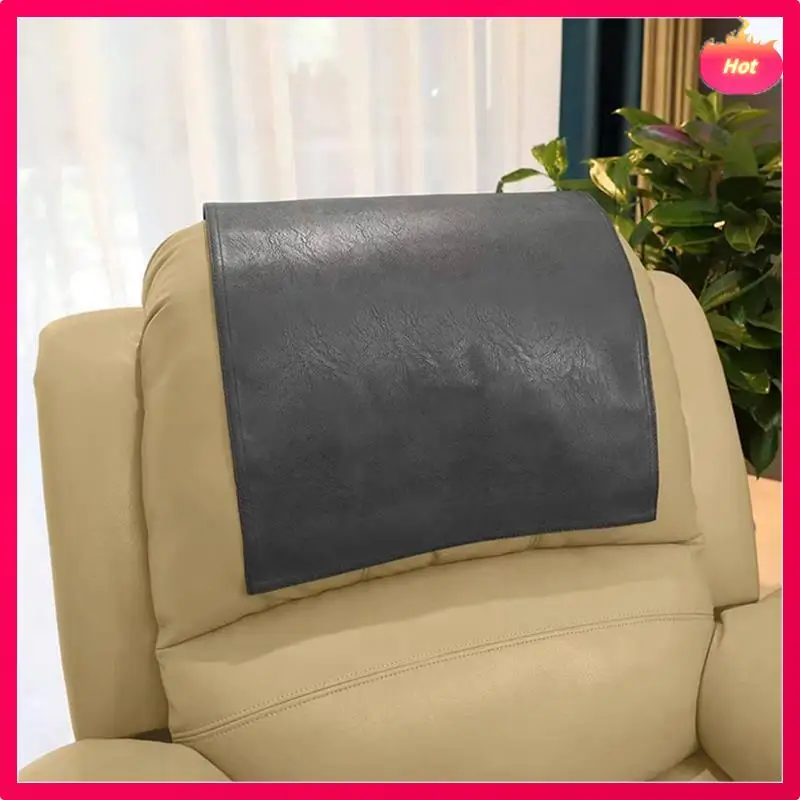New 6X Non-Slip Faux Leather Headrest Protector For Recliner Chair,Headrest Cover For Furniture Slipcovers Cover Black
