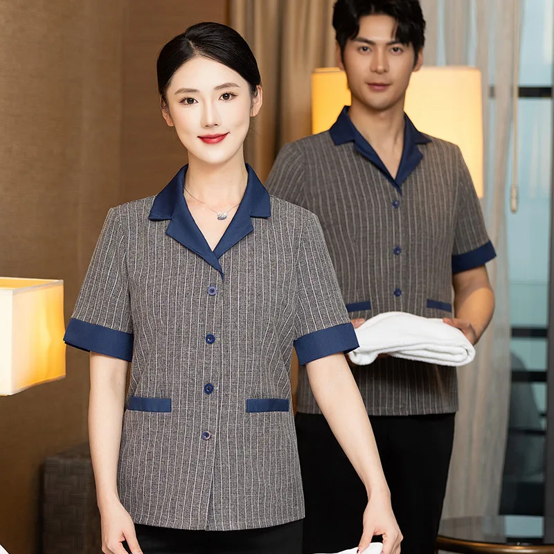 Vêtements de travail de nettoyage à manches courtes, propriété d'été, nettoyeur de chambre d'hôpital, ensemble de vêtements de travail pour tante pour hommes