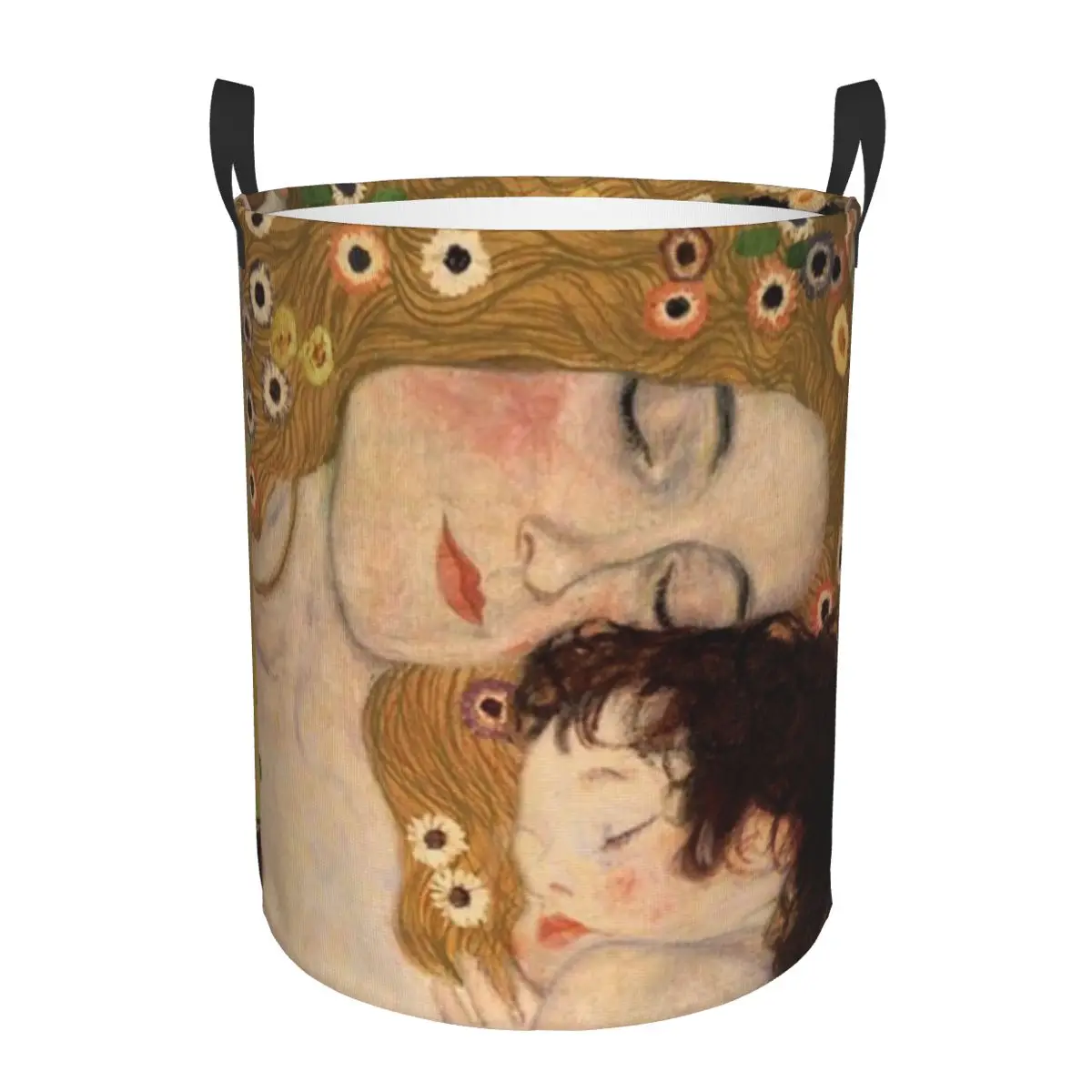 Custom The Three Of Woman Laundry Basket Collapsible Gustav Klimt Painting Art Clothes Hamper for Nursery Kids Toys Storage Bag