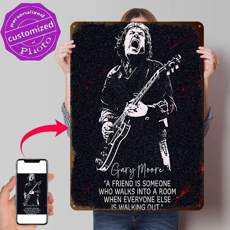 Gary Moore Personalized 3D Textured Metal Poster Wall Art Vintage Tin Signs for Home Decor Accessories Bedroom Decorations House