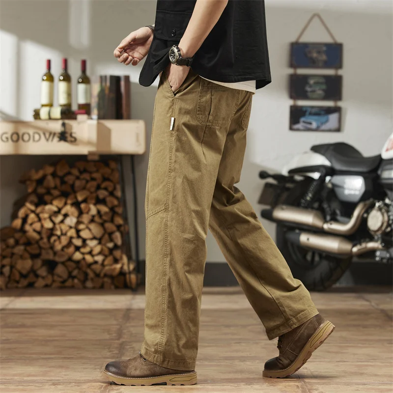 Men Cargo Pants 2024 Spring New In Straight Tube Outdoor Work Workwear Hombre Baggy Casual Pant Male Trousers For Men