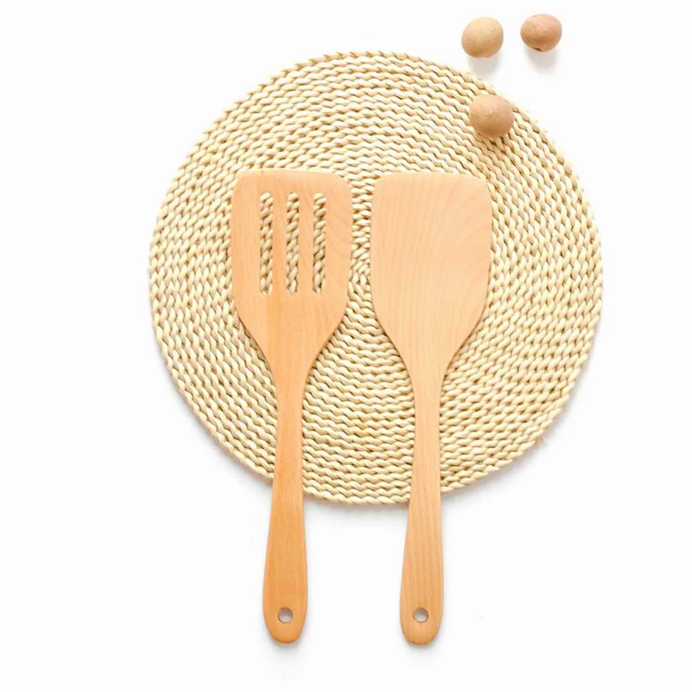

Wooden Spatula 31X7.5Cm Beechwood Turner Flat Shovel For Cooking Baking Kitchen Utensil 3 Holes Eco-Friendly Tool