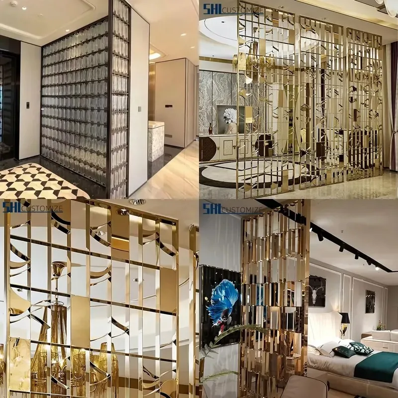 New Fashion Choice Crystal Art Glass 304 Stainless Steel Living Room Partition