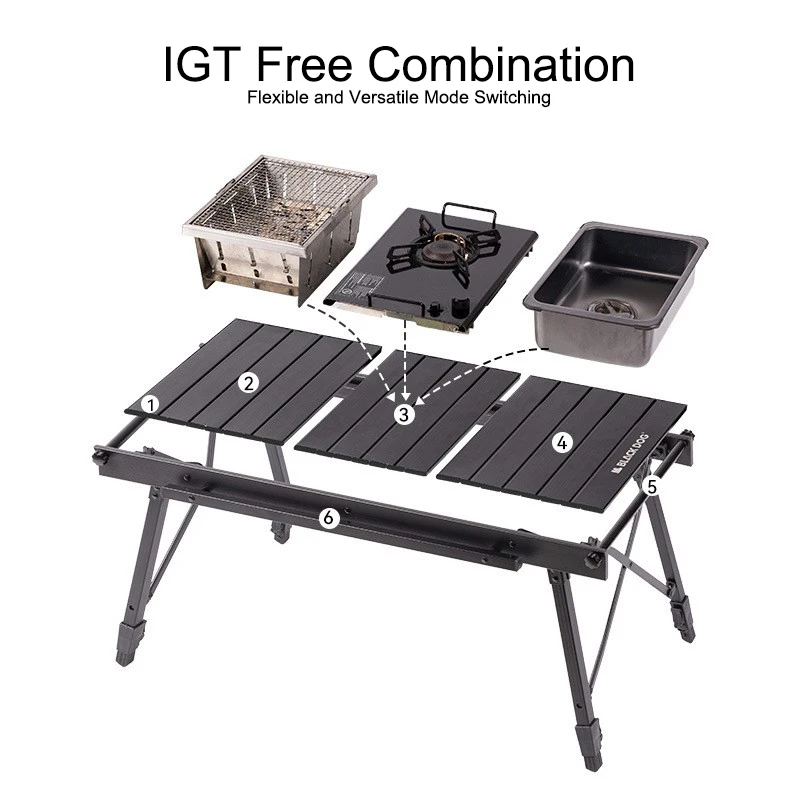 Blackdog IGT Combination Table Adjustable Height Multifunctional Portable Folding Table Outdoor Camping Style Storage Table