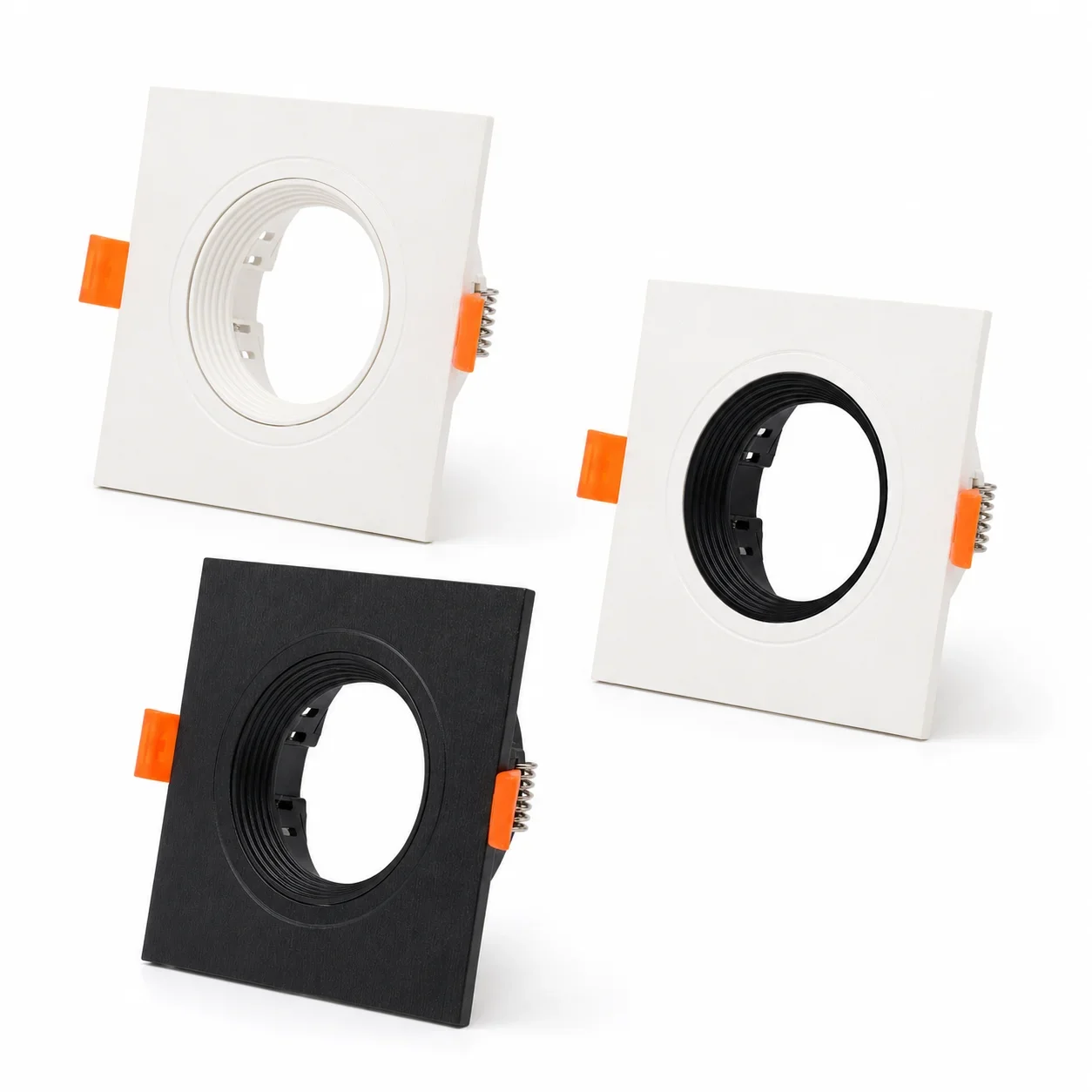 JOYINLED Square GU10 MR16 Recessed Spotlight Frame 75mm Cutout Plastic Downlight Trim Ceiling Light Housing Black White