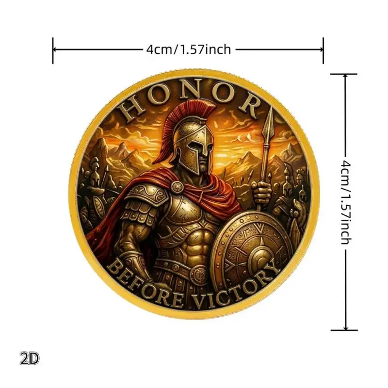 Vintage Spartan Warrior Commemorative 2D Replica Coin, Warrior Glory & Victory Themed Collectible Medallion, Ideal Nostalgic Personalized Gift