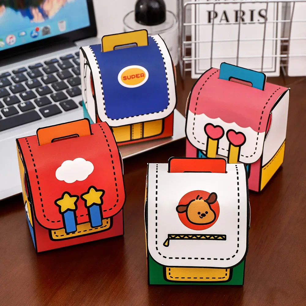 Cute Portable School Bag Candy Cookie Box Gift Packing Boxes for Kids
