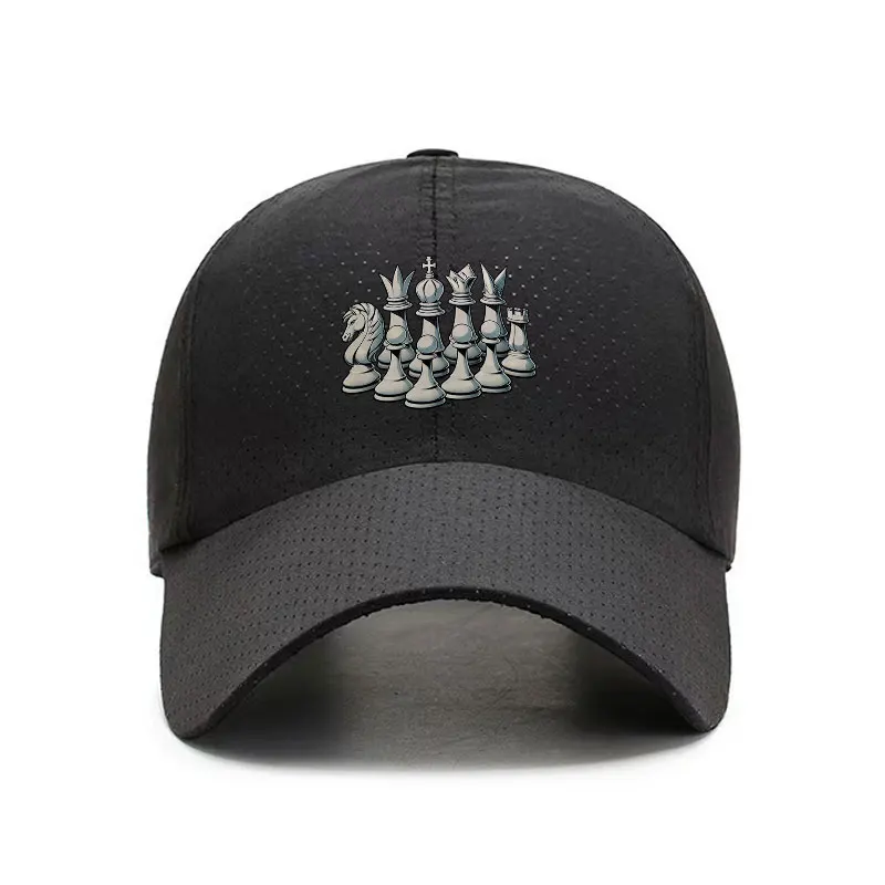 Chess Pieces Quick Dry Baseball Cap Adjustable Lightweight Curved Brim Breathable Sports Hat Unisex