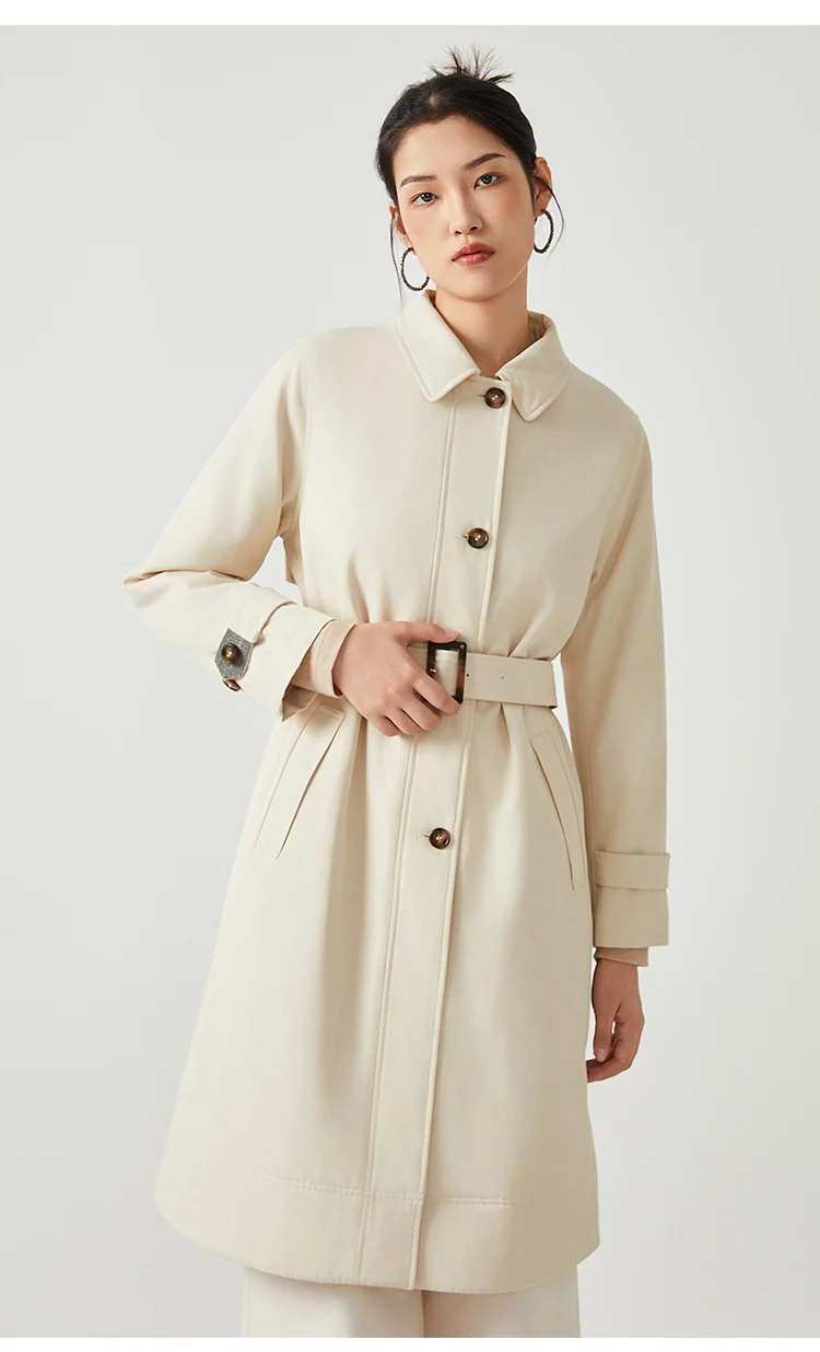 K2536W 50% Baumwolle Windbreaker Luxus Damenbekleidung Herbst Damen Langer Trenchcoat – Detail 3
