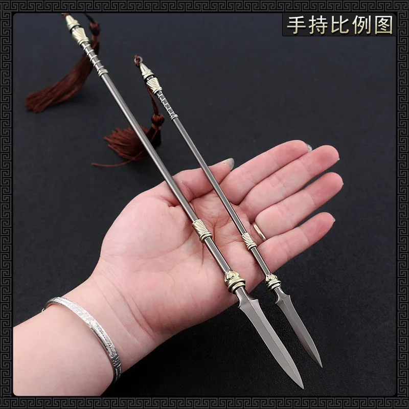 30cm Gentian Lance Spear Polearm Ancient Metal Melee Long Handle Cold Weapon Model Dynasty Warriors Game Peripheral Ornament Boy