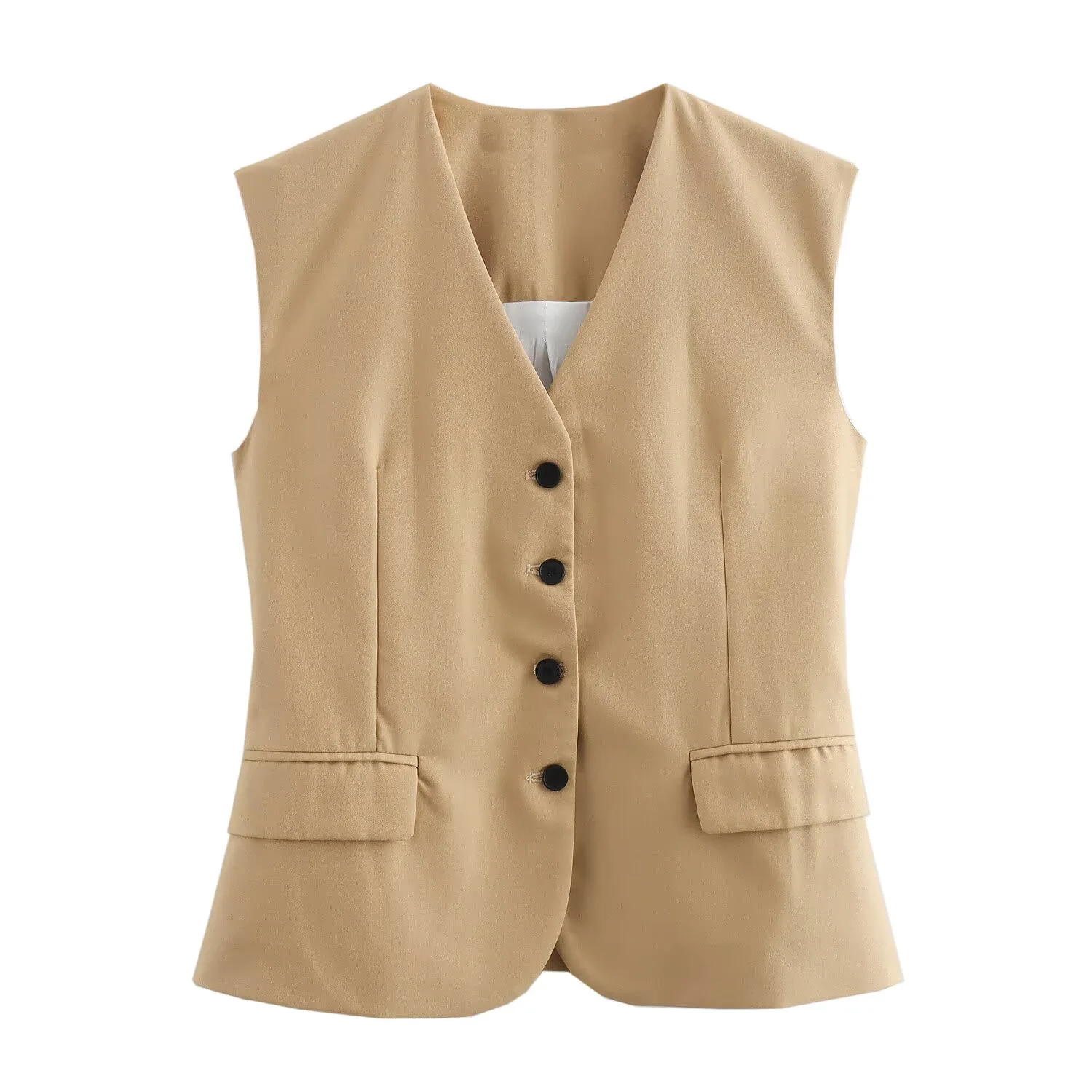 Tangada 2024 Women Cotton Crop Waistcoat With Belt Vintage Sleeveless Female Coat QD096