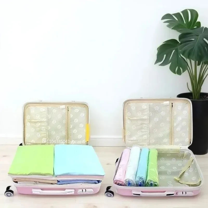 حقيبة ضغط للسفر، أكياس مكنسة لتخزين الملابس مناسبة للأمتعة وحقيبة تخزين الملابس الأساسية