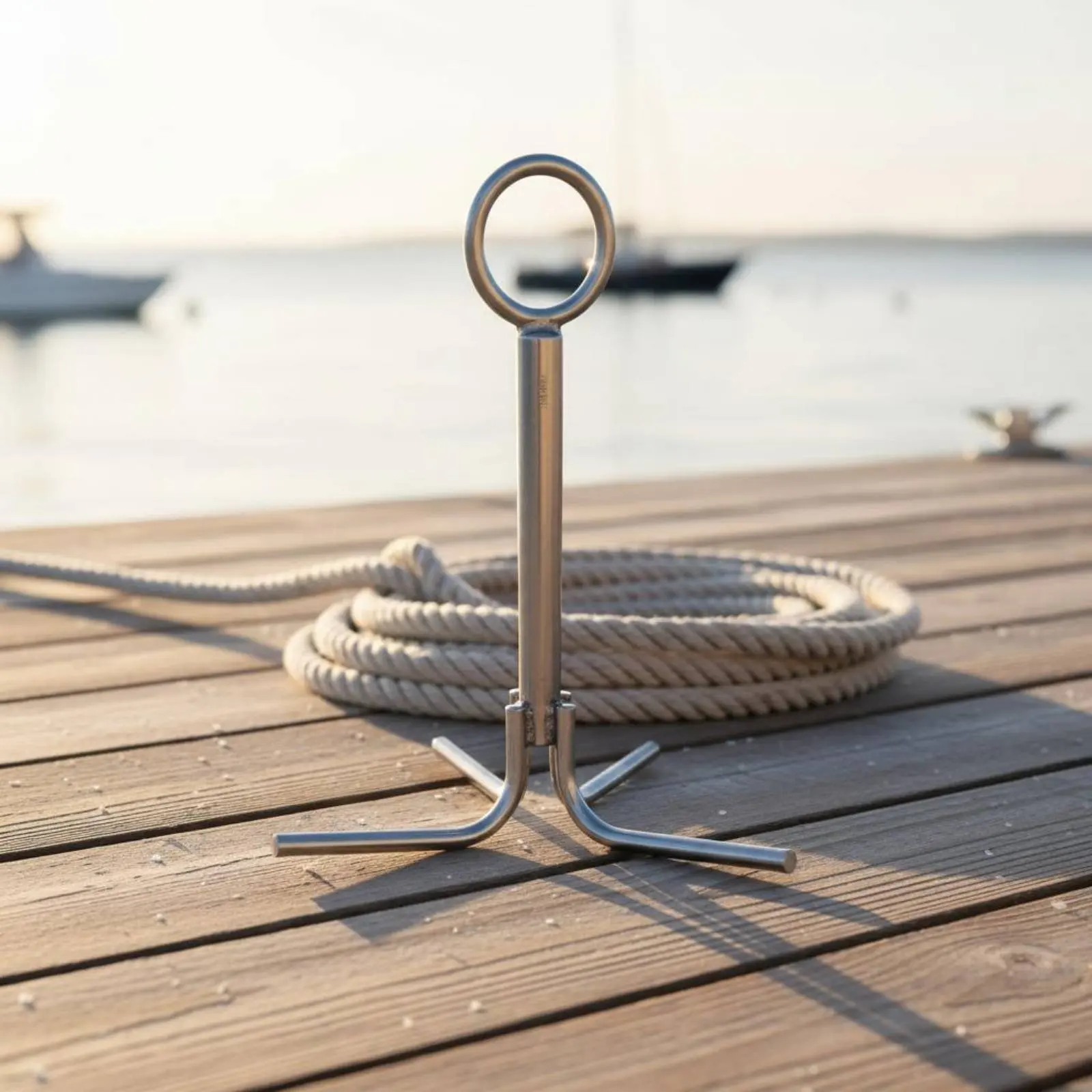Four-Claw Anchor Stainless Steel 4-Prong Anchor Portable Grapnel Strong Grasping Marine Hardware Compact for Boating, Sailing