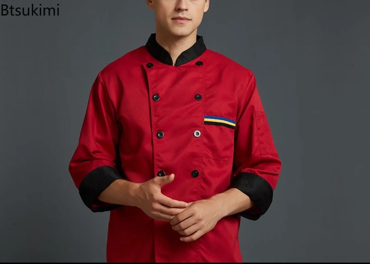 2026 Chef Long Sleeve Jacket Summer Restaurant Hotel Kitchen Workwear Men and Women Youth Breathable Thin Chef Jacket Chef Coat