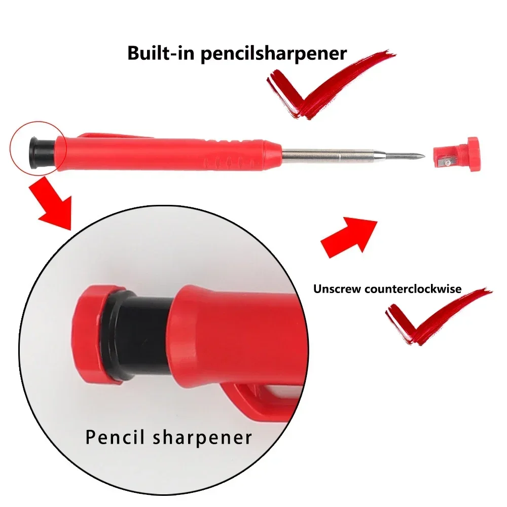 Crayon de charpentier professionnel en métal à tête longue, marqueur de trou profond, ingénierie pour le travail de calcul, outil de construction,