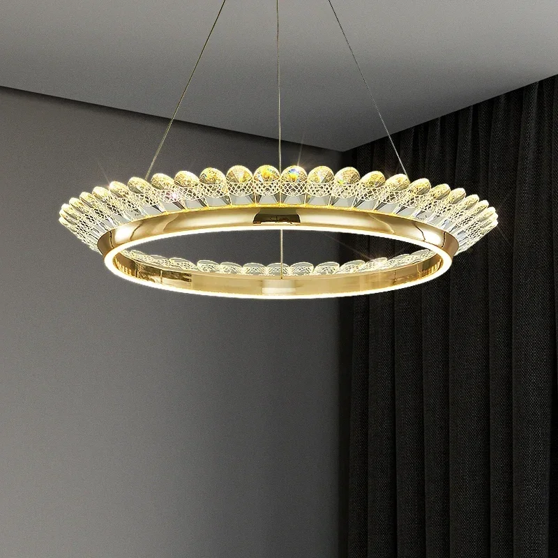 

Minimalist Pendant Light Luxury Living Room Chandelier Crystal Lamp High-end Atmosphere Crown Bedroom Dining Room Lamps