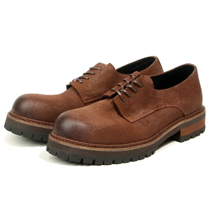 Sapatos masculinos retrô de couro de alta qualidade, casuais, marrom, preto, sapatos de trabalho ao ar livre