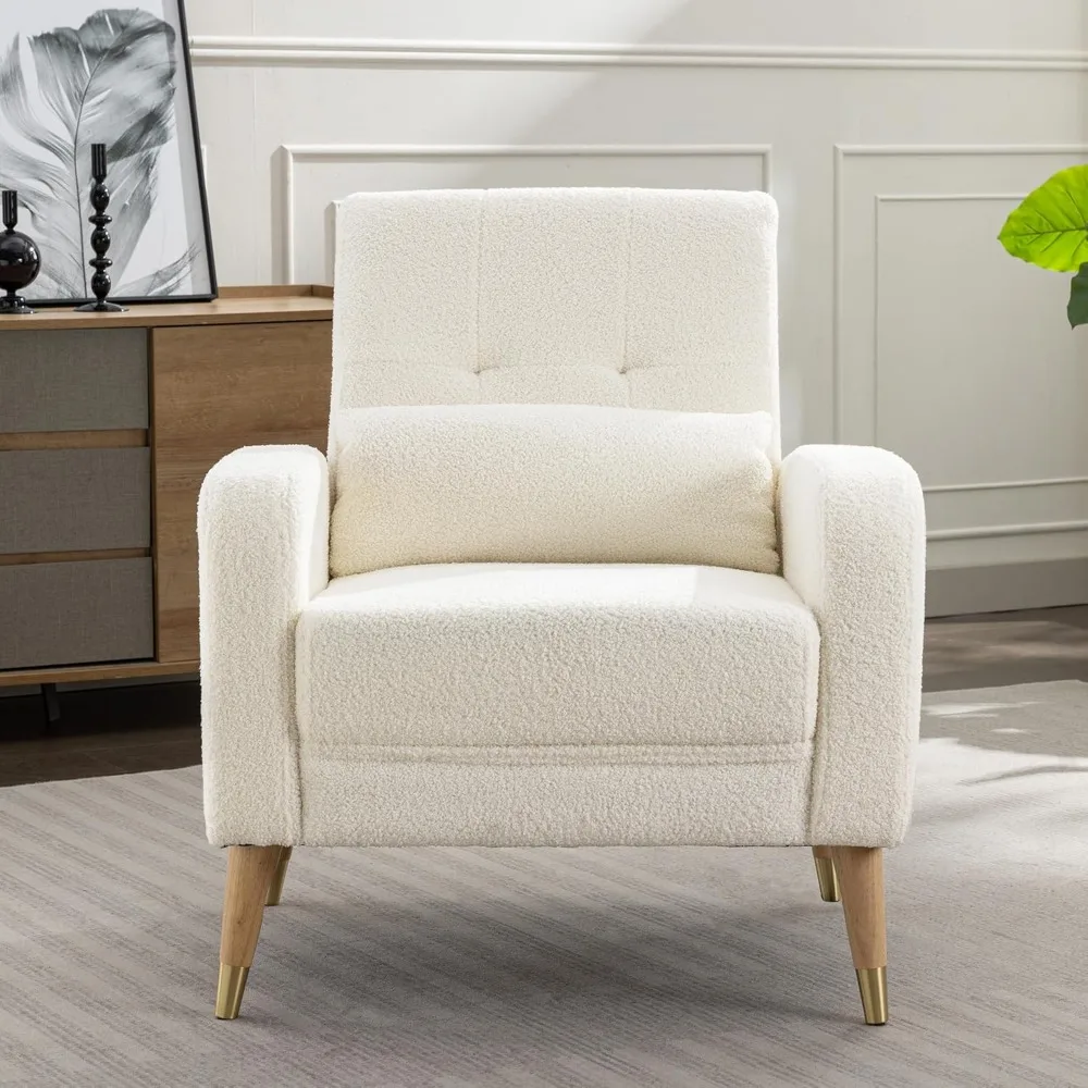 Dolonm Mid-Century Modern Accent Stoel, Gestoffeerde Fauteuil Woonkamerstoel, Comfortabele Eenpersoons Stoel Met Stevige Poten