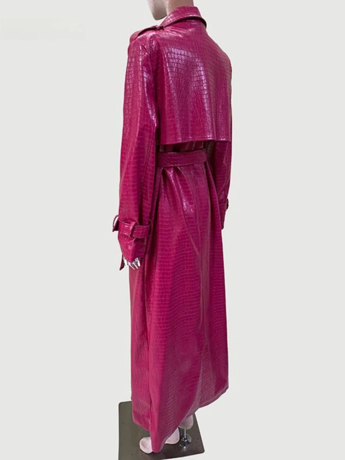 

Nerazzurri Modern Snake Skin Pattern PU Leather Jaet Women's High-End Loose Personali Leather Coat Ultra-Long Sle Stree...