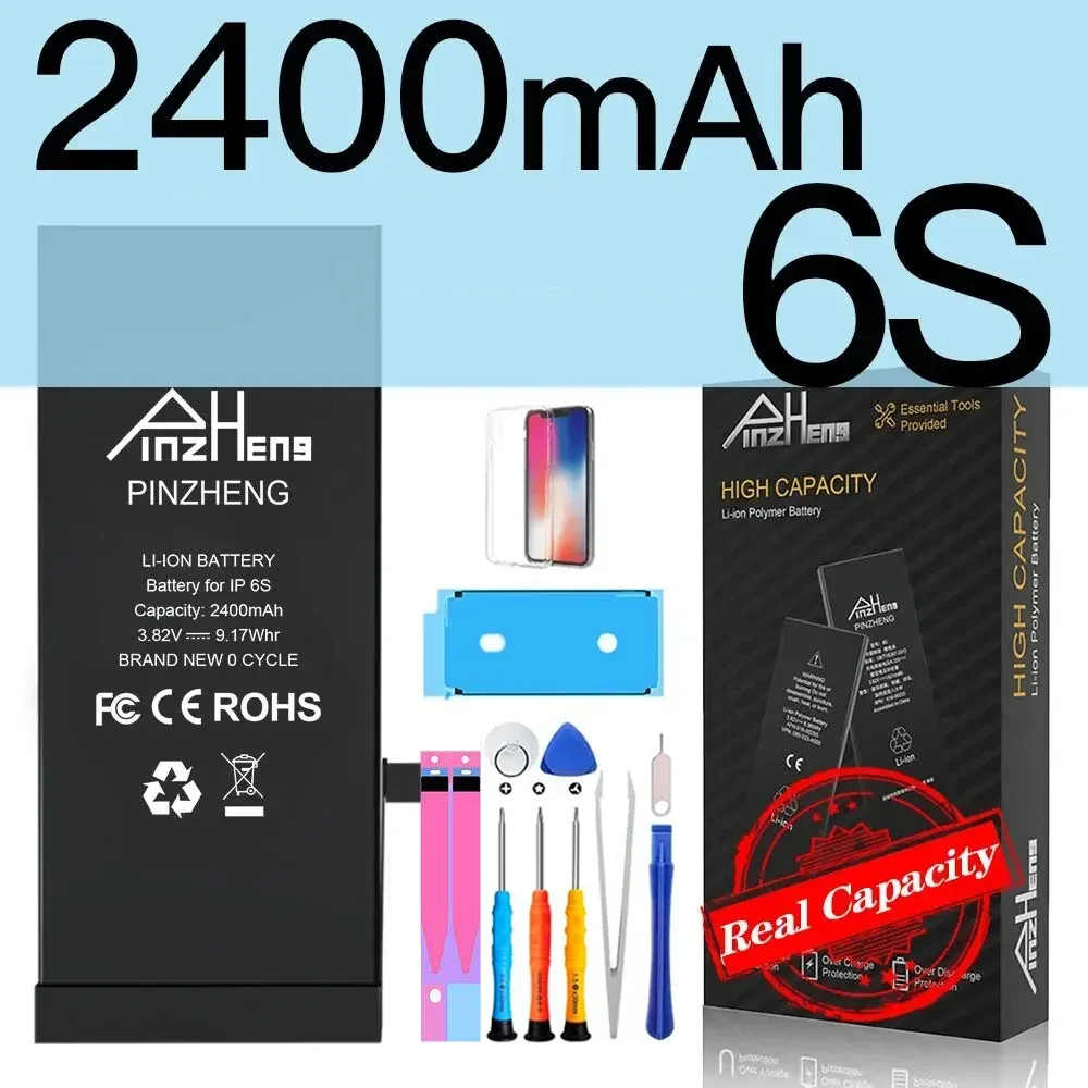 PINZHENG Echter Akku mit hoher Kapazität für iPhone 5S SE 6 6S 7 8 Plus X Xr Xs Max Telefonersatz Bateria Garantie ein Jahr 9