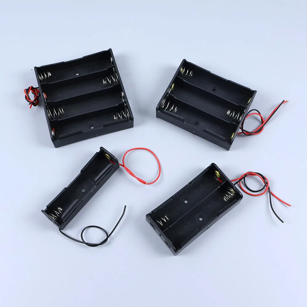 1 szt. Pojemnik na baterie 18650, 1 gniazdo, etui do przechowywania baterii 3,7 V, plastikowy pojemnik na 1/2/3/4 ogniwa z czarnymi i czerwonymi przewodami połączeniowymi