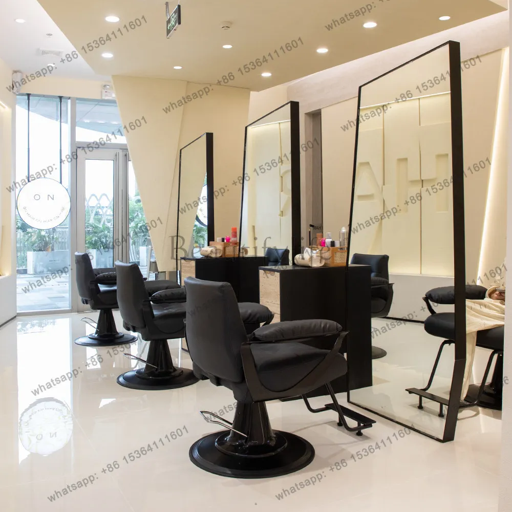 

Designer hair salon mirror table floor-to-ceiling high-end barber shop hair cutting, perming and dyeing mirror hair salon