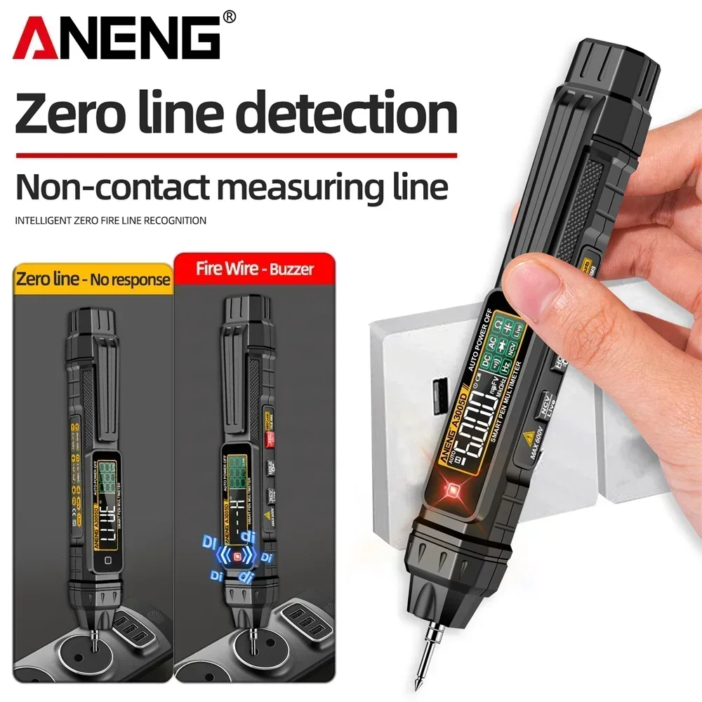 

ANENG A3005D Min Pen Multimeter Smart AC/DC Voltage Tester Pen NCV induction Hz Diode Ohm Resistance Capacitance Test Tool
