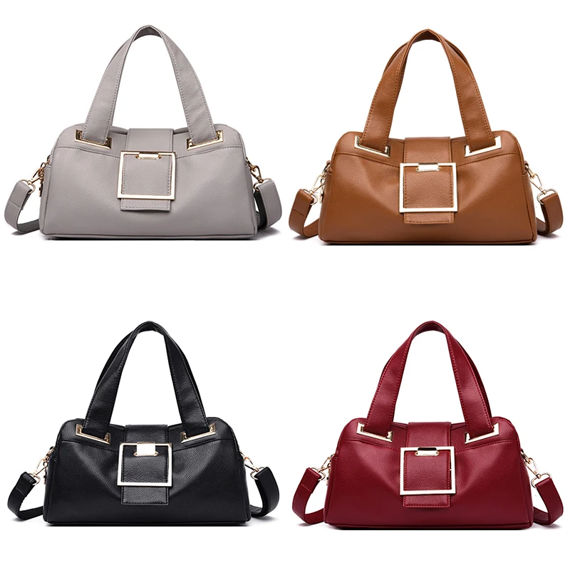 

Women Leather Handbags Vintage Soft Leather Female Crossbody Shoulder Bag Designer High Capacity Top-Handle Bag