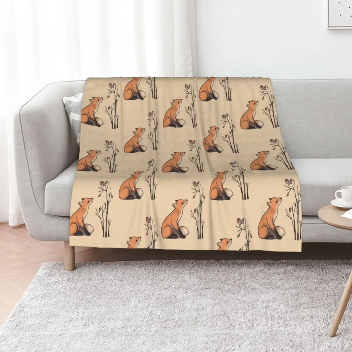 

Fox and robin Throw Blanket For Sofa Thin Luxury Designer heavy to sleep Custom Blankets