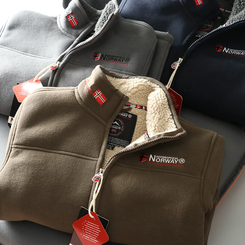 

Мужская зимняя куртка Nordic из утолщенного флиса с воротником-стойкой, теплая повседневная свободная молодежная модная верхняя одежда