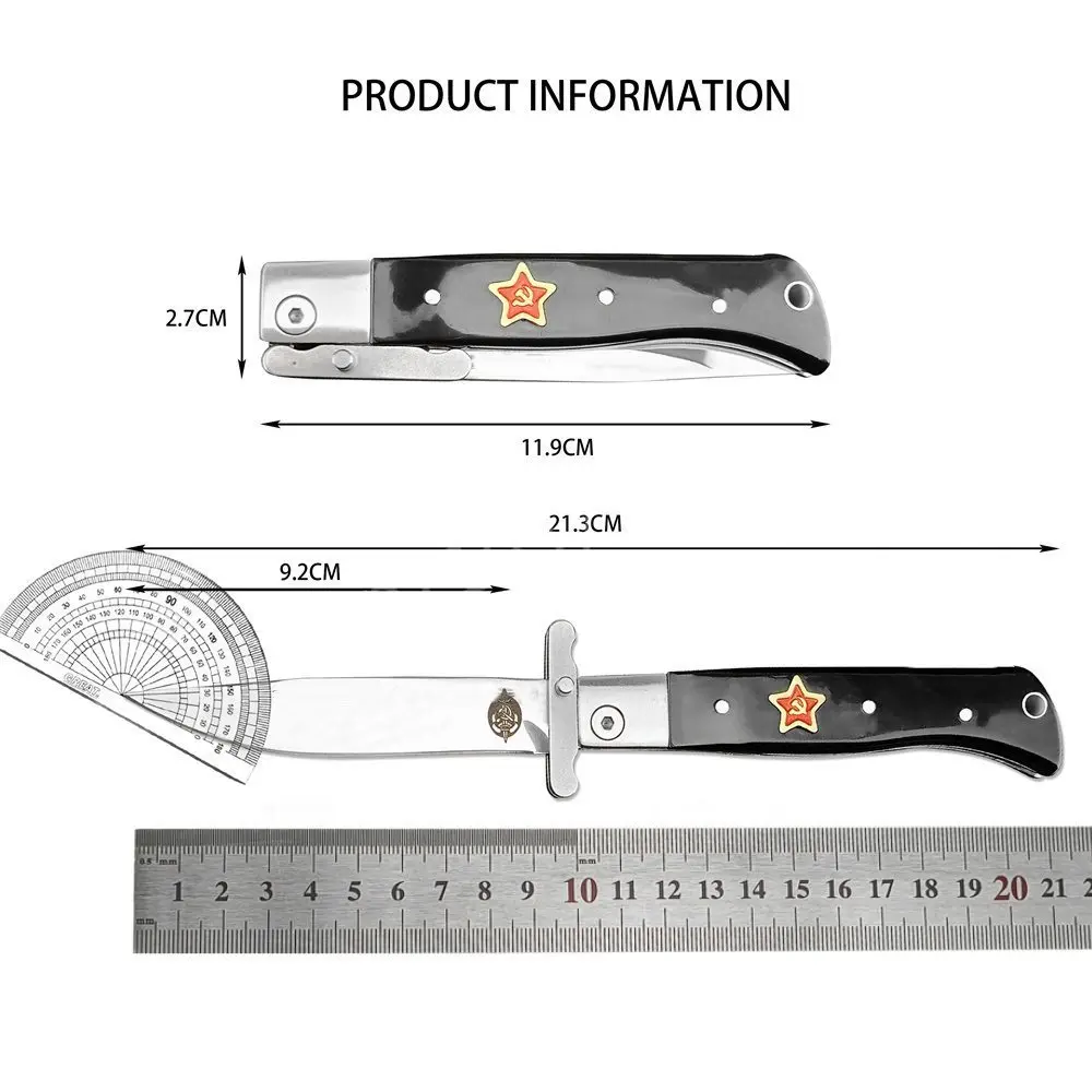 Russain Finka NKVD KGB Folding Knife 440C Blade ABS Handle Nylon Sheath Pocketknife Outdoor Military Survival Adventure Tools