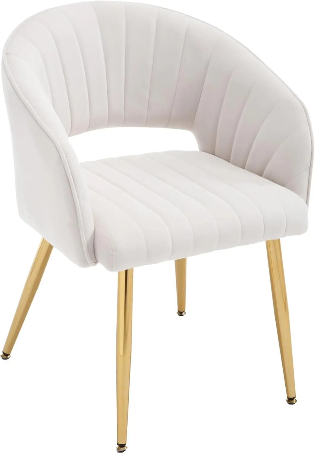 Velvet Vanity Chair, Modern Home Office Desk Chair With Hollow Back, Upholstered Dining Chair With Gold Metal Legs, Comfy