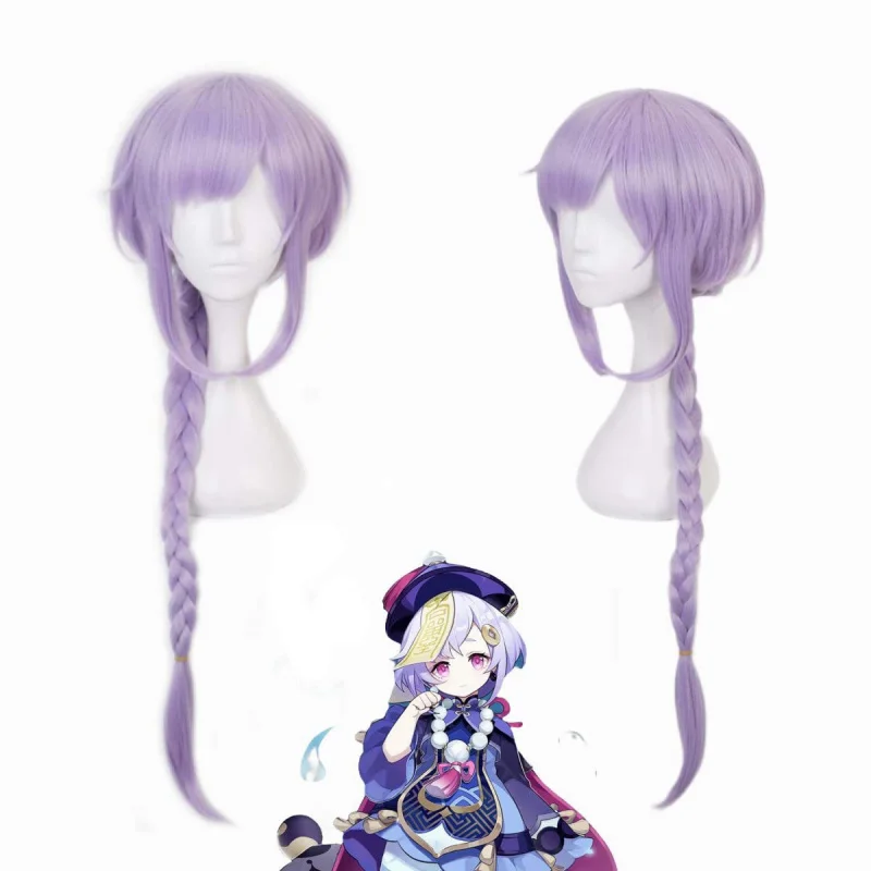 شعر مستعار أنيمي جينشين إمباكت فروزن نايت أوف ريترن ليتل زومبي تشيكي رمادي أرجواني نمط مضفر كوسبلاي