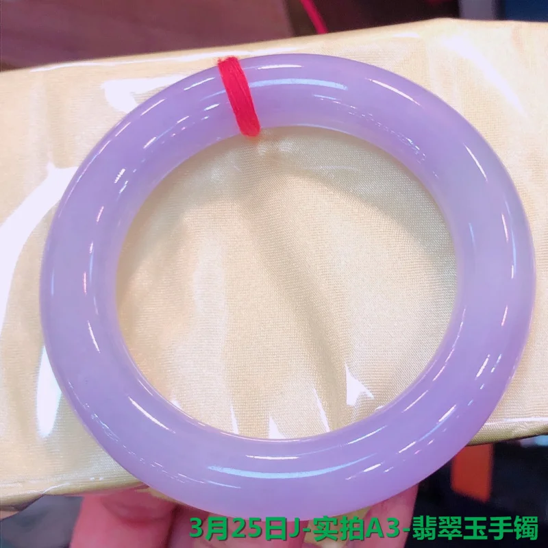 

March 25th real shot of A3 jadeite bracelet, 56125, violet, plump round bar, pinkish purple, soft, beautiful, fresh an