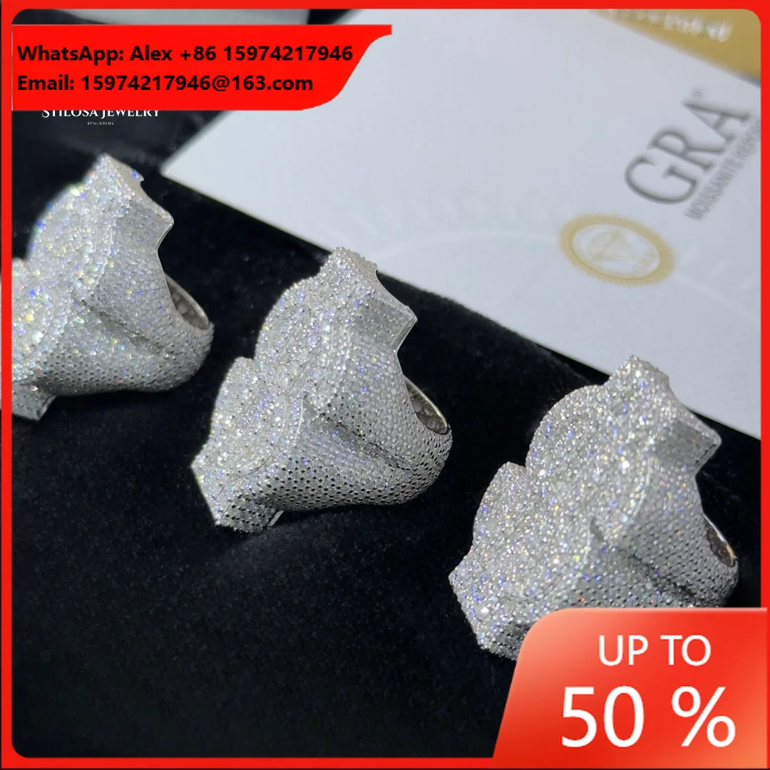 Best-selling 925 Silver Inlaid D-color VVS Mozzarella Diamond Dollar Ring In Europe And The United States, One Piece Of Foreign