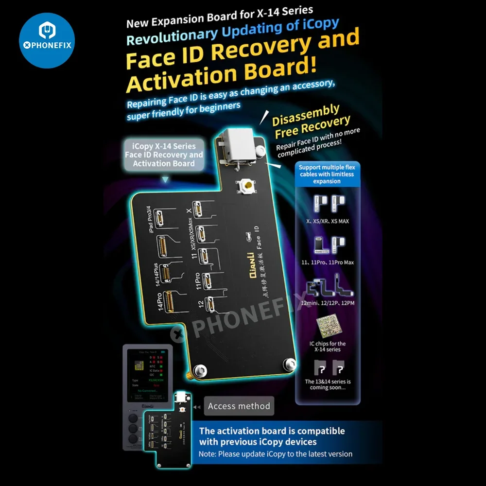 ใหม่ QIANLI iCopy Face ID ซ่อมสายเคเบิล Flex สําหรับ iPhone X-14 PRO MAX Face ID Activation Board Dot Matrix Recovery ไม่มีการถอดชิ้นส่วน