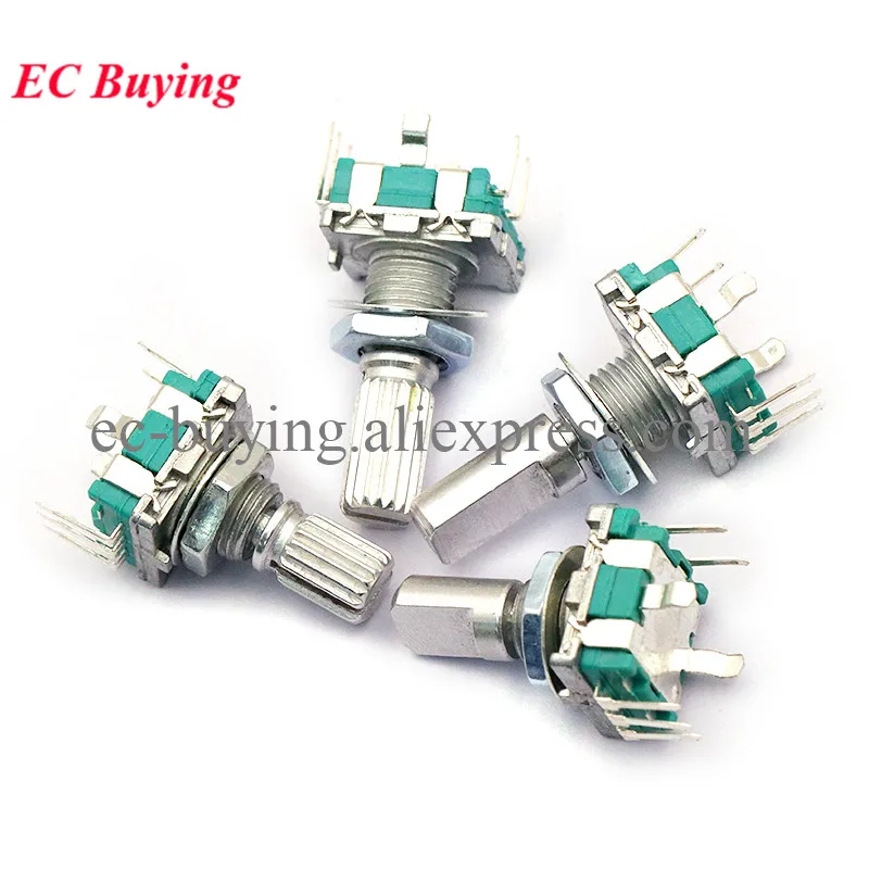 2pcs/lot Half / Plum Axis Rotary Encoder Handle Length 15mm / 20mm Code Switch/ EC11 / Digital Potentiometer with Switch 5Pin