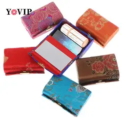 1pcs Embroidery Lipstick Cosmetic Bag With Mirror Makeup Bag Small Storage Cases Travel Pouch Organizer Portable Case random