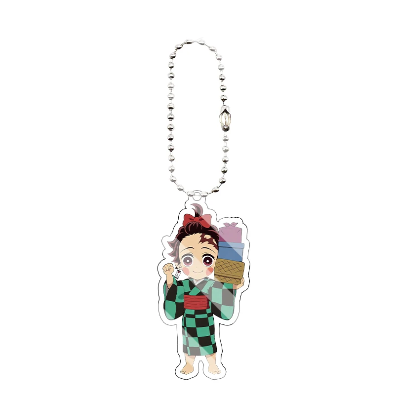 Q Version Inosuke Nezuko Zenitsu Demon Slayer Acrylic Bead Keychain Cartoon Anime Character Festival Bag Pendant Party Decor Toy view 6