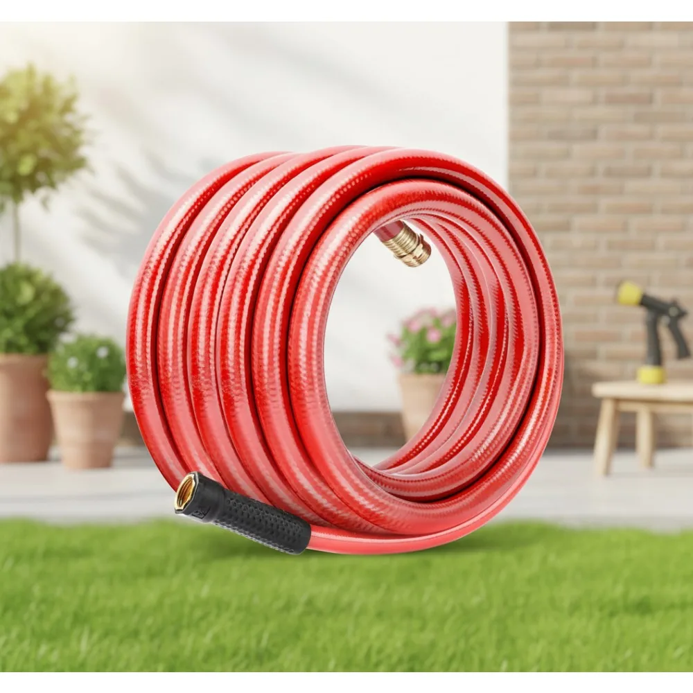 

50ft Kink-Free Garden Hose 5/8in Heavy Duty Flexible Water Pipe with Brass Fittings for Yard & Household